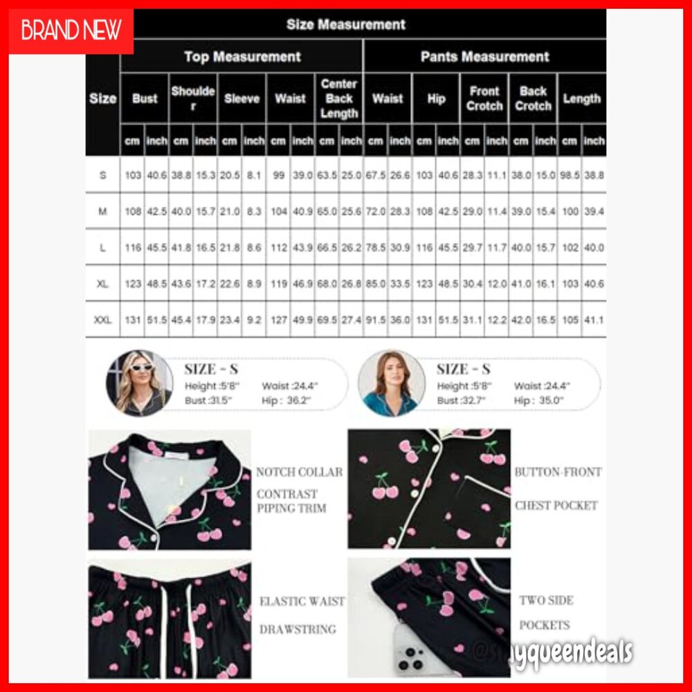 Large Soft Polyester Pajama Set With Button Down … - image 6